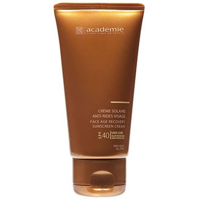 - Сонцезахисний регенеруючий крем для обличчя Academie Bronzecran Face Age Recovery Sunscreen Cream SPF40+ 50мл