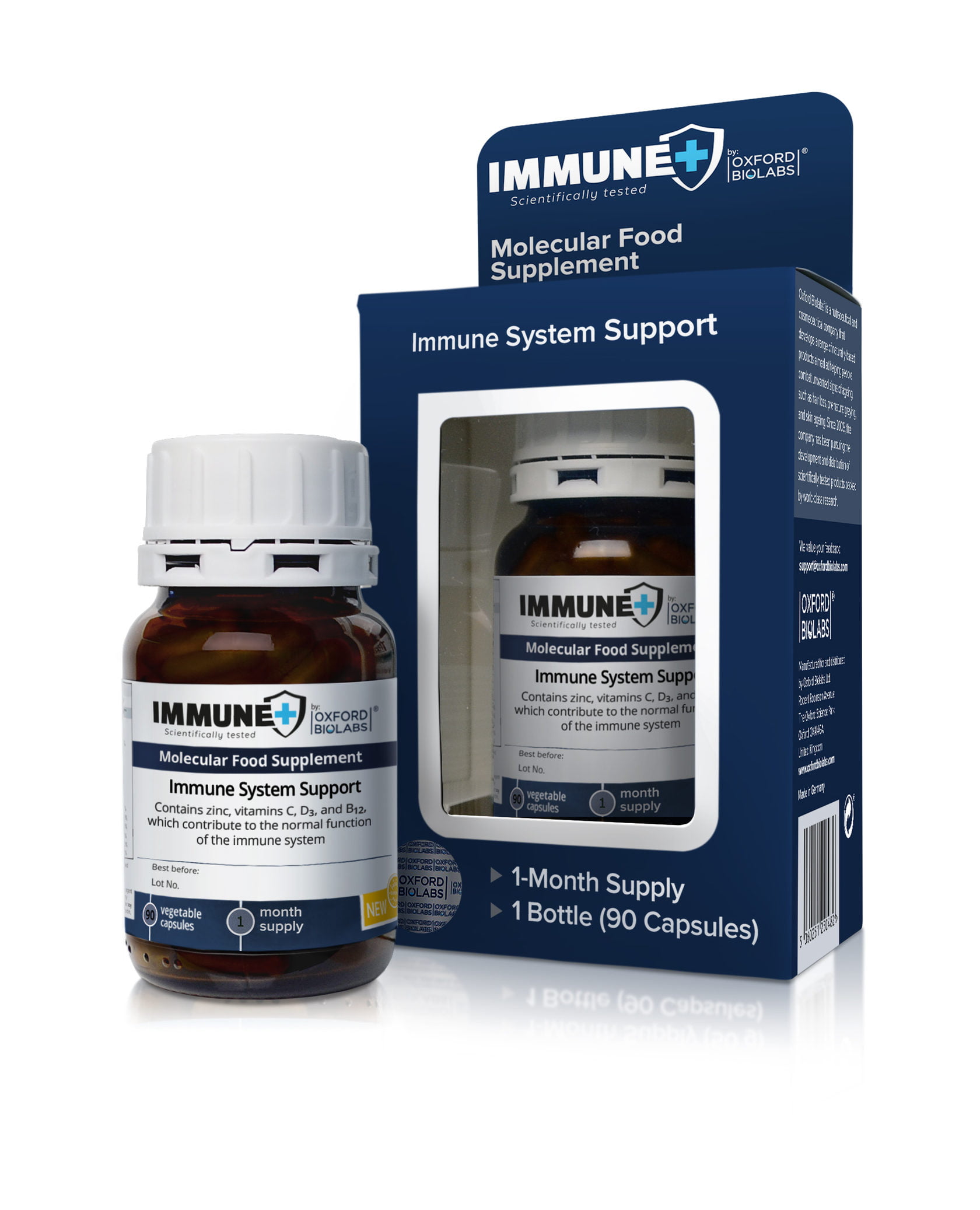 immune bottle outer - Молекулярна (дієтична) добавка для імунітету Oxford Biolabs IMMUNE+ 90шт