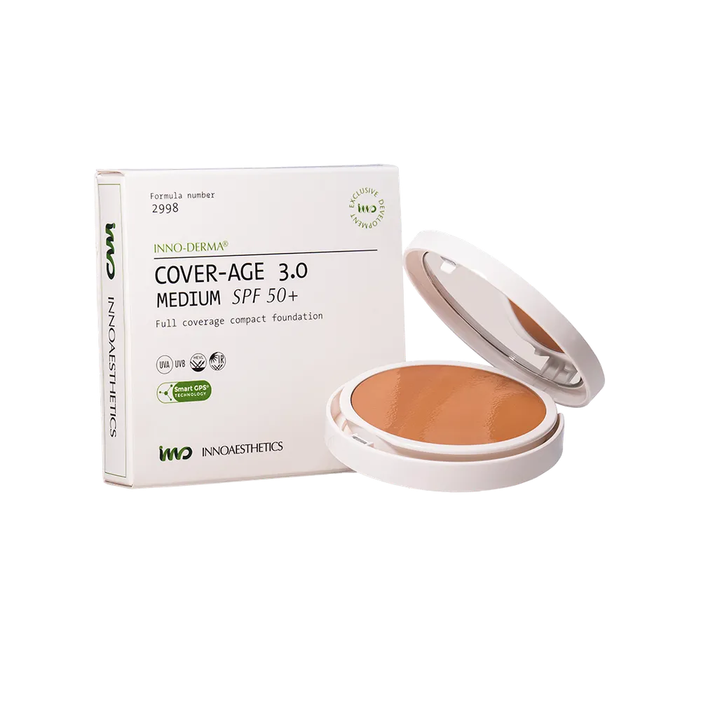 epigen coverage 30 medium spf 50 - Компактна тональна основа SPF50+ у форматі кушону Innoaesthetics Epigen Coverage Medium SPF50