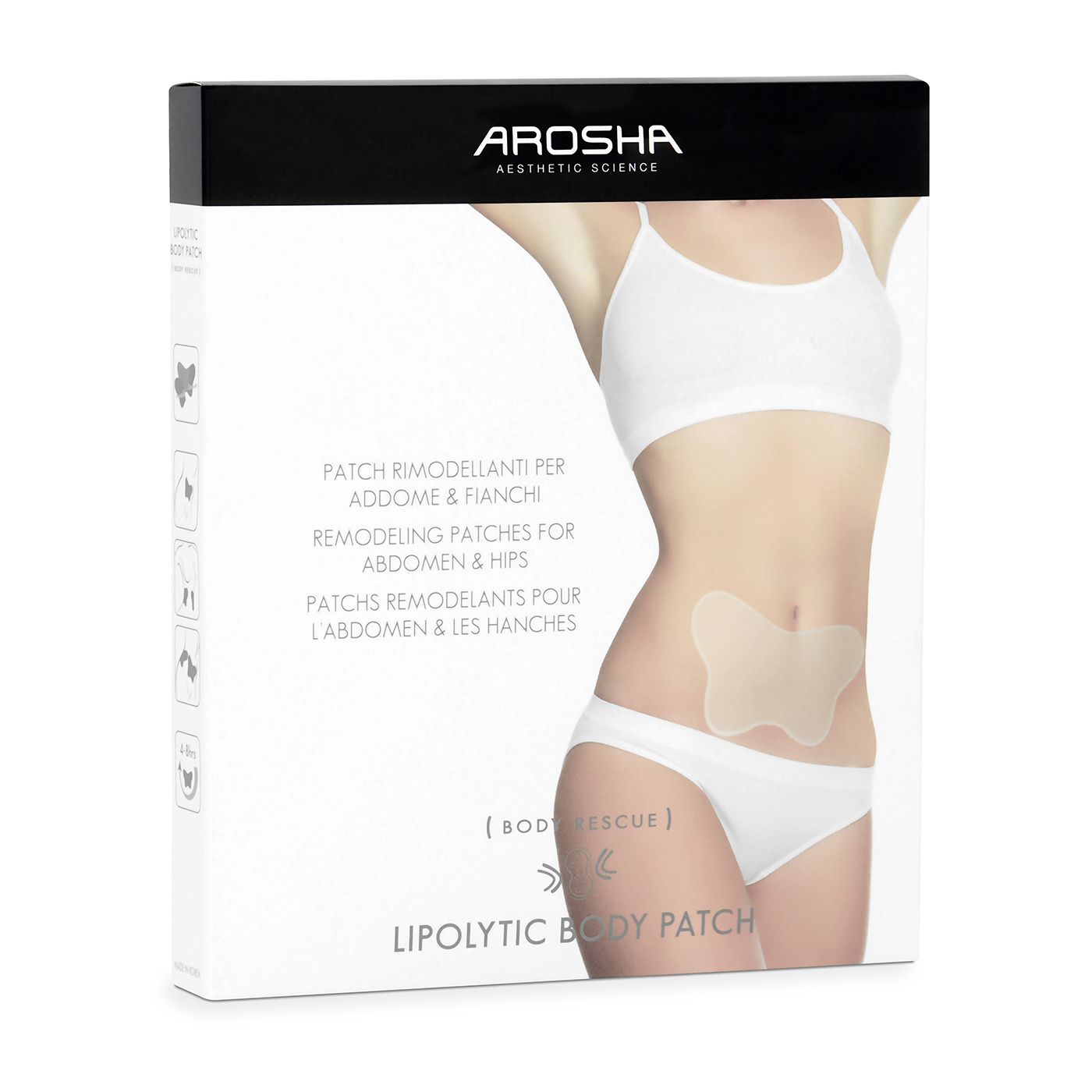 aro141001 lipolytic body patch a 1 - Ліполітичний пластир для ділянки живота та стегон «Метелик» Arosha Lipolytic Body Patch 4шт