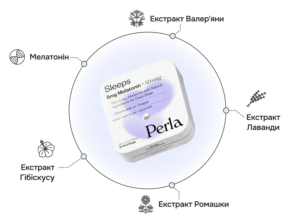 1720020215 18 1 - Мелатонін для сну 5мг Perla Helsa Sleeps 5mg 30шт