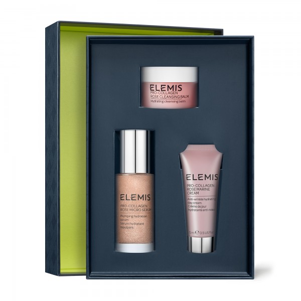 87339 plump it up box open row ulta 600x600 1 - Тріо для зволоження та заспокоєння шкіри з Трояндою ELEMIS Kit: Pro-Collagen Rose Plumping Routine