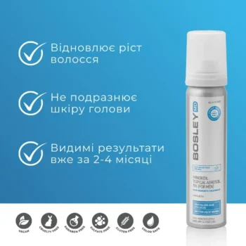 pina z minoksydylom 2 dlia vidnovlennia rostu volossia u cholovikiv kurs 1 misiats 37592298852660 - Піна з міноксидилом 5% для відновлення росту волосся у чоловіків Bosley MD Hair Regrowth Treatment Foam Minoxidil 5% 60г