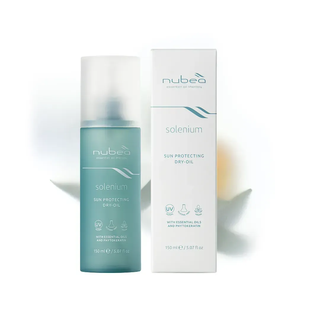 zakhysna sukha oliia dlia volossia solenium 150ml 12073241315684 - Захисна суха олія для волосся Nubea Solenium 150мл