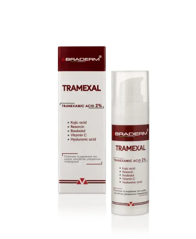 osvitliuiucha emulsiia proty pihmentatsii 45067946329475 - Освітлюючий крем проти пігментації Braderm Tramexal Cream 30мл