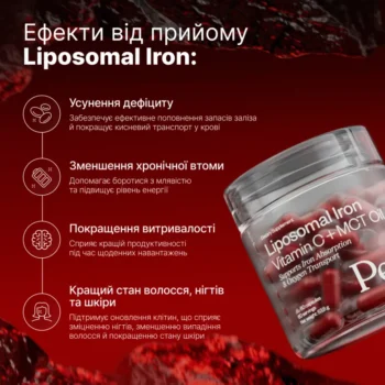 image 2 - Дієтична добавка залізо Perla Helsa Liposomal Iron Vitamin C + MCT Oil 60капсул