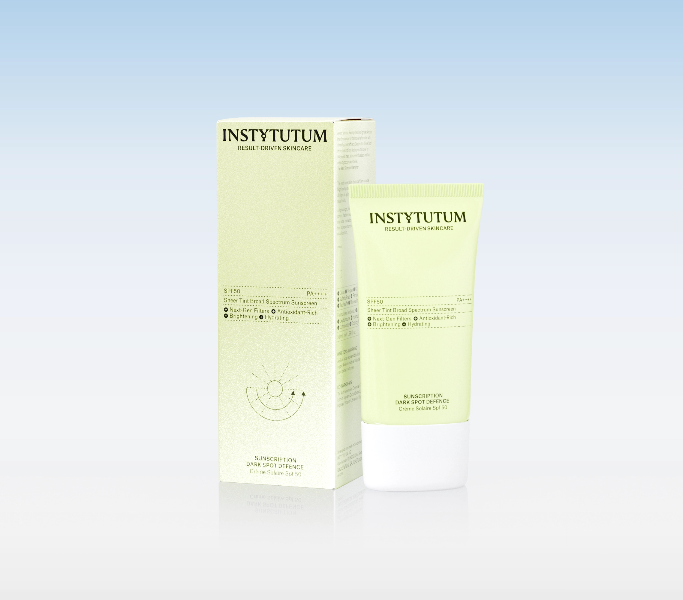 sunscription dark spot defence spf50 50 ml - Сонцезахисний крем проти пігментних плям 3-в-1 для УФ-захисту, освітлення та догляду за шкірою Instytutum Sunscription SPF50 Next-Gen 50мл